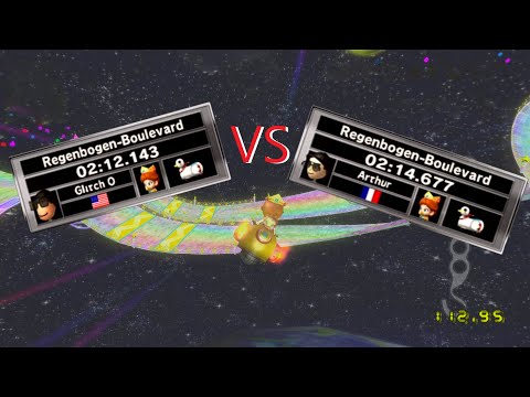 [MKW] Rainbow Road (Glitch) Arthur vs Logan comparison