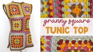 🧶 Beautiful & Easy CROCHET TOP! (Granny Square Tunic)