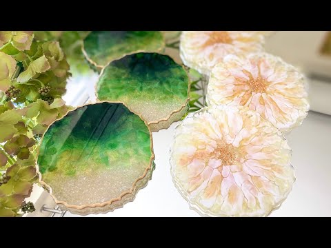 Beautiful Teal Bronze Geode Resin Coasters