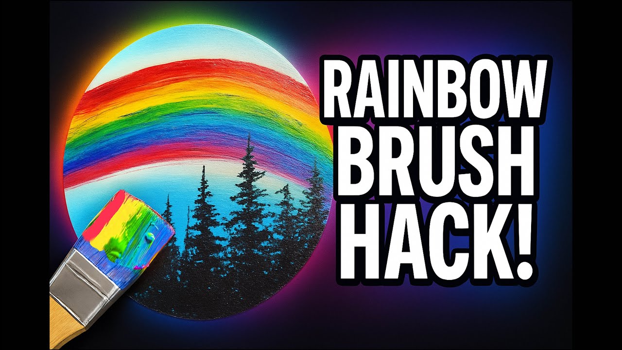 Rainbow Brush Hack! Easy Acrylic Painting Tutorial for Beginners