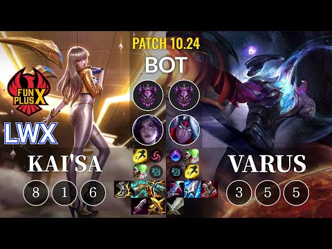 FPX Lwx Kai'Sa vs Varus Bot - KR Patch 10.24