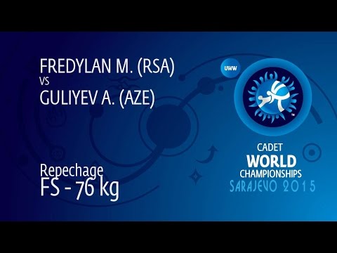 Repechage FS - 76 kg: A. GULIYEV (AZE) df. M. FREDYLAN (RSA) by TF, 8-2