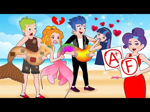 Princess Dress Up Contest! The Mermaid Love Story, But Rich or Poor | Hilarious Cartoon Animation