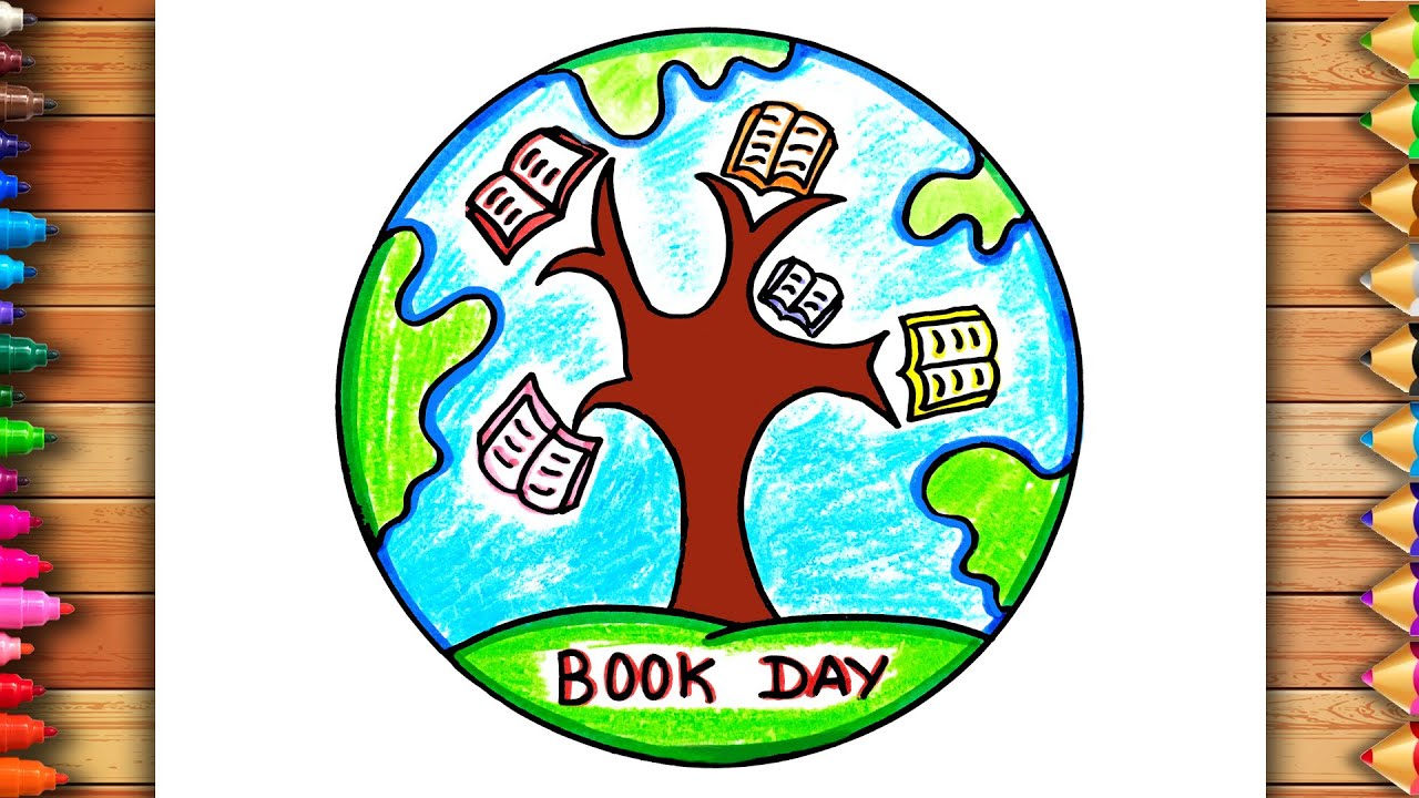 World Book Day Drawing | World Book Day Easy Drawing | World Book Day Poster | Book Day Easy Poster