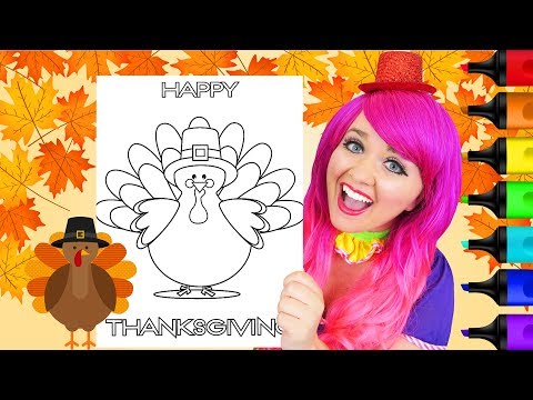 Coloring Cute Turkey Thanksgiving Coloring Page Prismacolor Paint Markers | KiMMi THE CLOWN Video