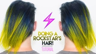How To: Bleach & Dye A Rockstar's Hair Navy Blue & Neon Yellow! | KristenLeanneStyle