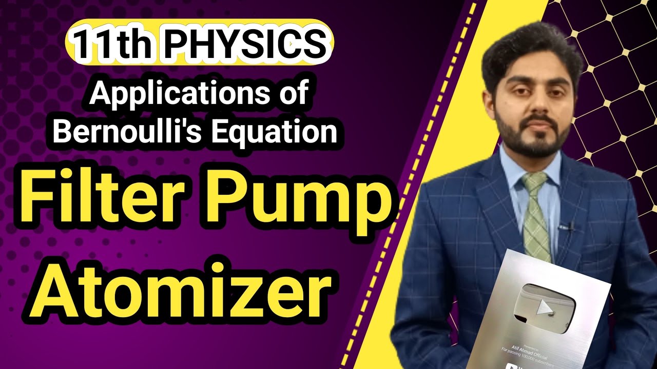 Application of bernoulli's equation class 11 |  filter pump class | atomizer class 11 | physics