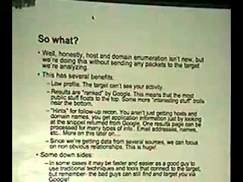 DEF CON 13 Hacking Conference Presentation By Johnny Long - Google Hacking for Pen Test - Video