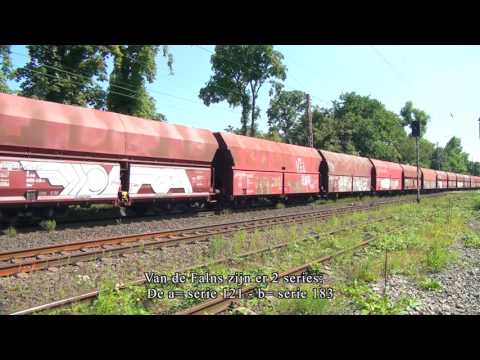 DBC 185 372 en 152 161 met lege kolentrein bij Lintorf