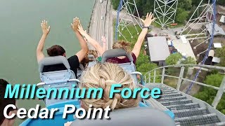 Millennium Force Roller Coaster On Ride Back Seat HD POV Cedar Point 2018