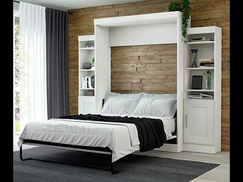 Bestar Queen Wall Bed with Two Storage Units and Doors