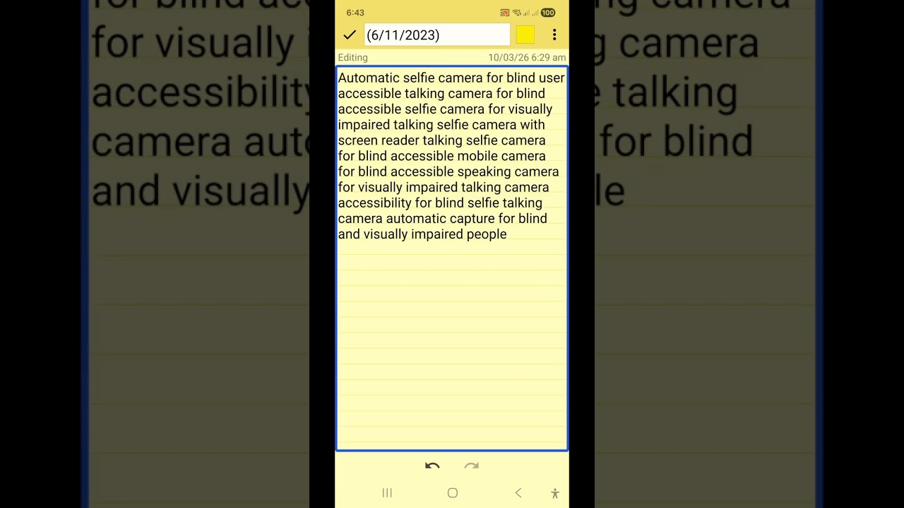 Accessible talking selfie camera for blind detail voice guidance capture image automatic 