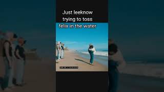 just #leeknow carrying #felix &amp; tryna put him in water #fyp #straykids