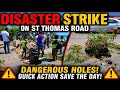  BREAKING: Quick Action Saves St. Thomas as Section of New Road Collapses! Traffic Jam For Hours 