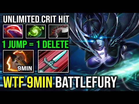 WTF 9MIN BATTLEFURY Unlimited Crit Super Fast Farm 1 Jump = 1 Delete Phantom Assassin Dota 2