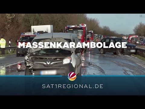 Massenkarambolage auf A23 bei Elmshorn durch Hagelschauer