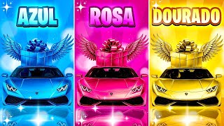 🎁 ESCOLHA SEU PRESENTE! ✨ Azul, Rosa ou Dourado! ⭐️ Você Tem Sorte? 🎮 #quiz