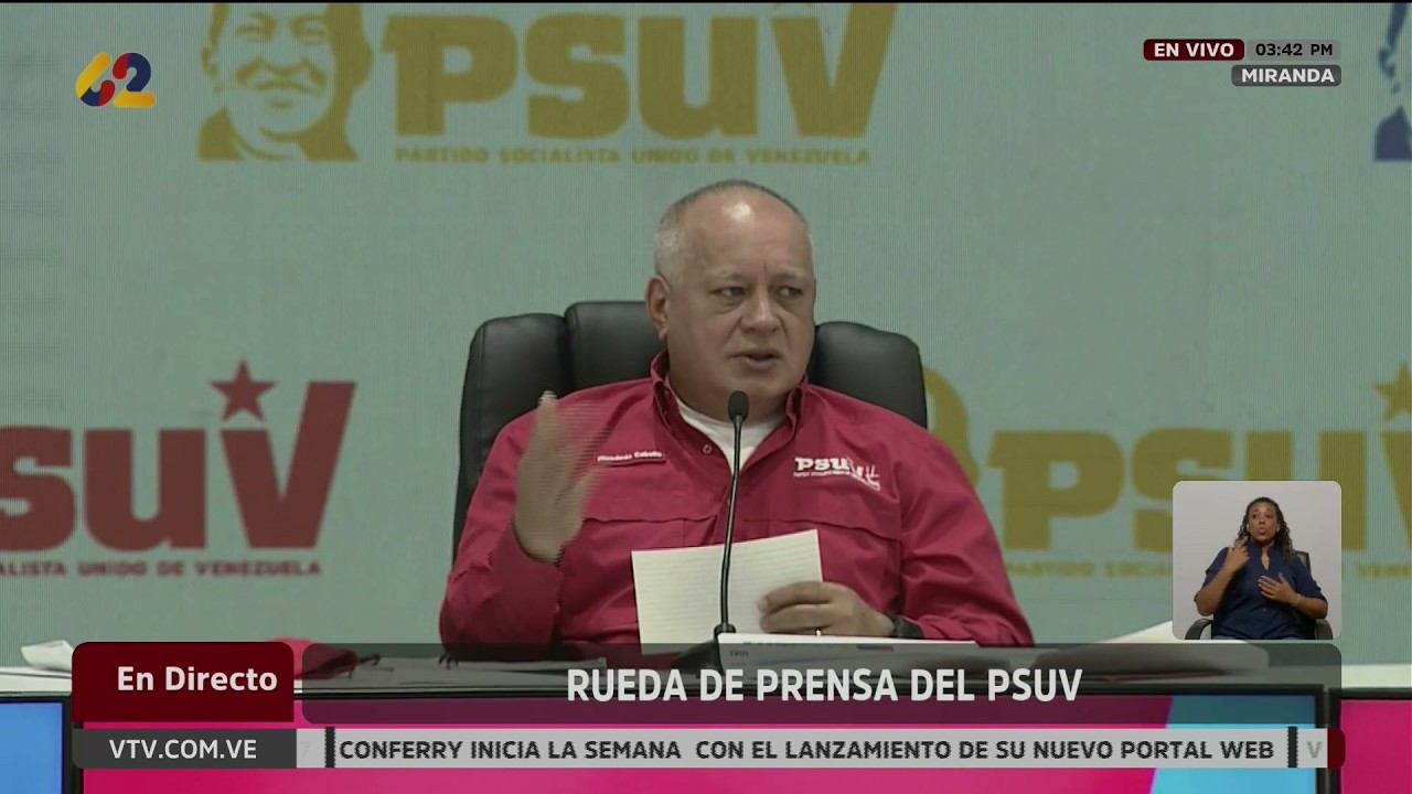 Diosdado Cabello, rueda de prensa del PSUV, 17 de agosto de 2026