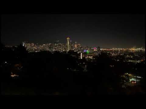 🌃 Seattle Skyline, Ambient City Sounds at Night for ASMR/Relaxation [30min, 4K]🎧😴