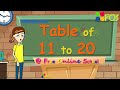 Table of 11 to 20, Multiplication Tables 11 to 20 for kids, Learn @ Free Online School