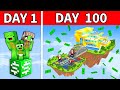 Mikey Family And JJ Family Stranded 100 Days On ONE MILLIONAIRE BLOCK In Minecraft Maizen