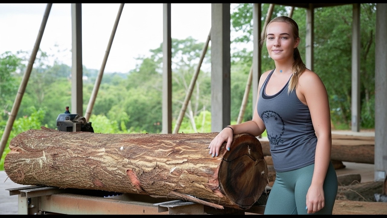 Oddly Satisfying Wood Splitting by Girl
