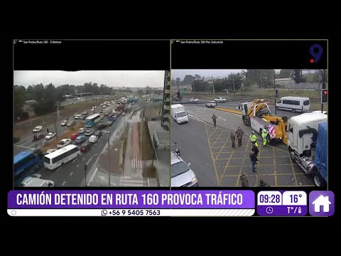 Camión atravesado provoca gran taco en la Ruta 160 de San Pedro de la Paz
