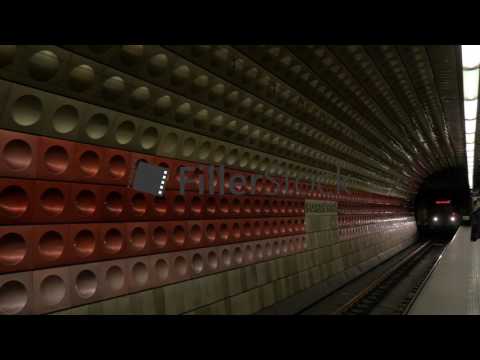 Train arriving to Staromestska station in Prague Metro