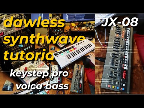 Wake the Bear 🐼 synthwave dawless tutorial jam on Keystep, JX-08 and Korg Volca Bass, Sample, FM