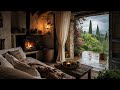 Cozy Italian Villa Ambience Rainy Summer Day Rain Crackling Fireplace Sounds For Sleep