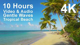 4K UHD 10 hours - Tropical Beach & Gentle Waves - relaxing, meditation, nature window, long video