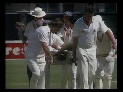 DAVID 'SYD' LAWRENCE INJURY NEW ZEALAND v ENGLAND 3rd TEST MATCH DAY 5 WELLINGTON FEBRUARY 10 1992