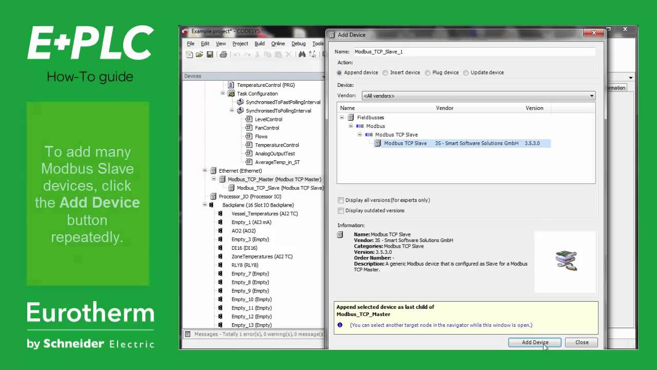 Configure E+PLC400 as Modbus Master - Eurotherm E+PLC CODESYS tutorial