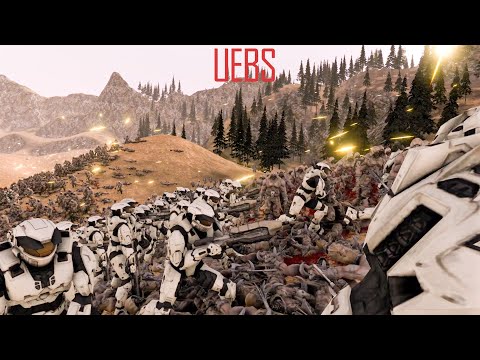 15000 Halo SpartansMKVs VS 20000 Wild Mans. Ultimate Epic Battle Simulator 2 UEBS 2