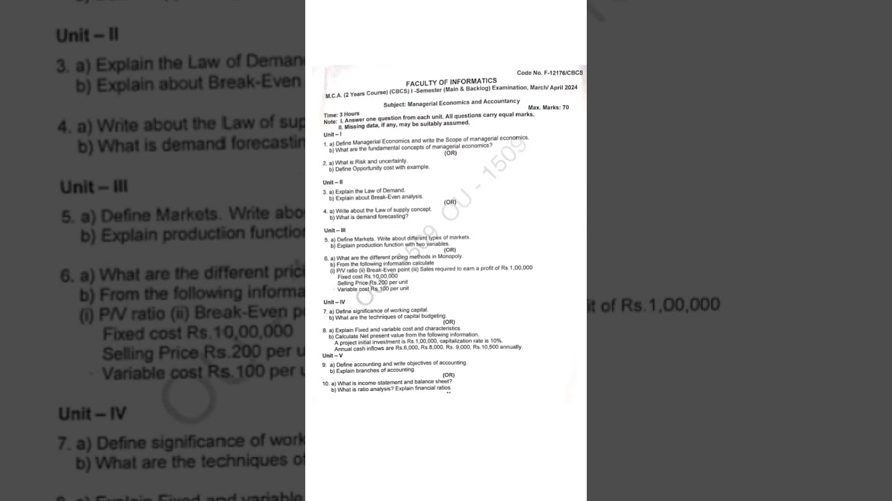 OU Sem1 MCA 2024 Managerial Economics And Accounting