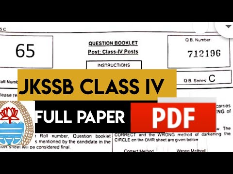 JKSSB CLASS IV EXAM PAPER FIRST DAY SHIFT @Career Success