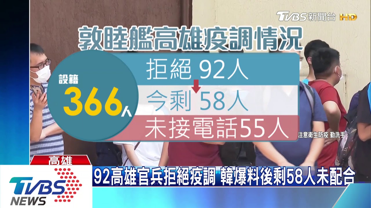 92高雄官兵拒絕疫調 韓爆料後剩58人未配合
