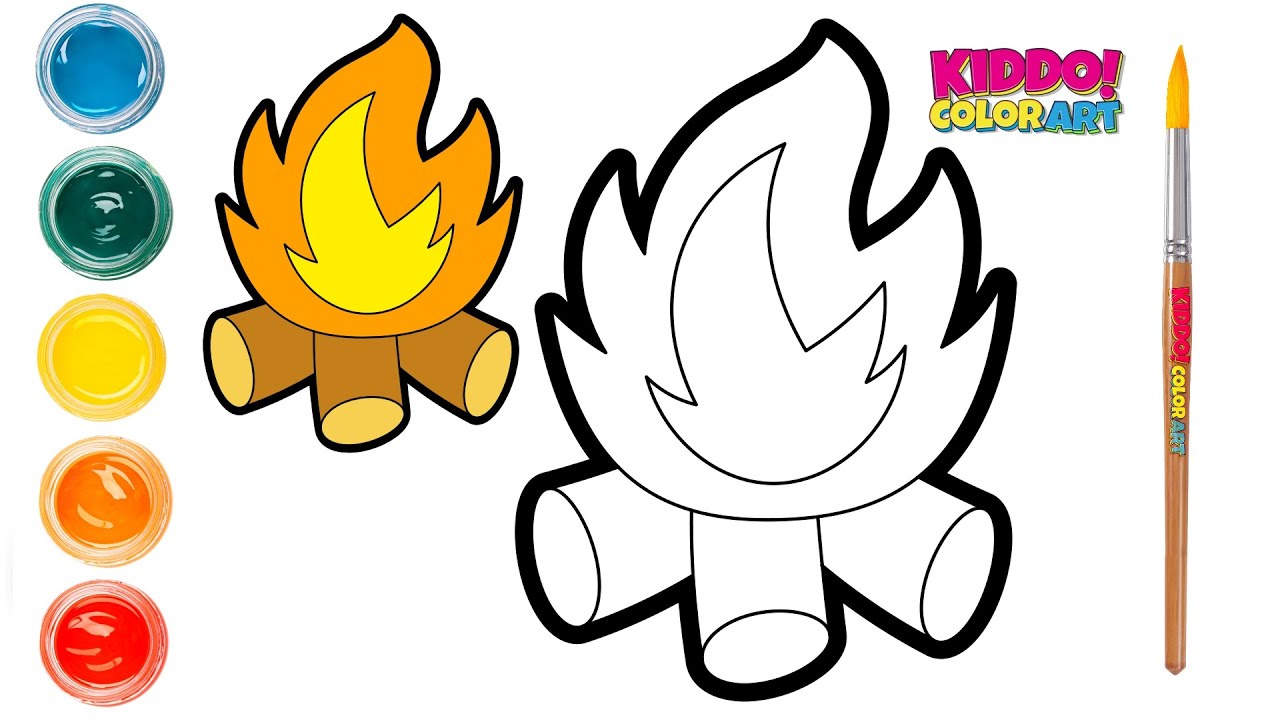 Simple Bonfire Drawing Tutorial | Easy Bonfire Drawing & Coloring for Kids | Kiddo Color Art