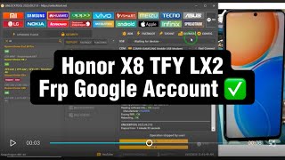 Honor X8 TFY LX2 Frp Google Account bypass with UnlockTool