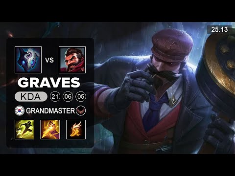 Graves vs Kindred Jungle - KR Grandmaster - Patch 25.13 Season 15