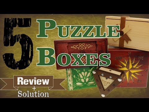 5 PUZZLE BOXES - Review & Solution - Puzzle Master Wood Puzzles