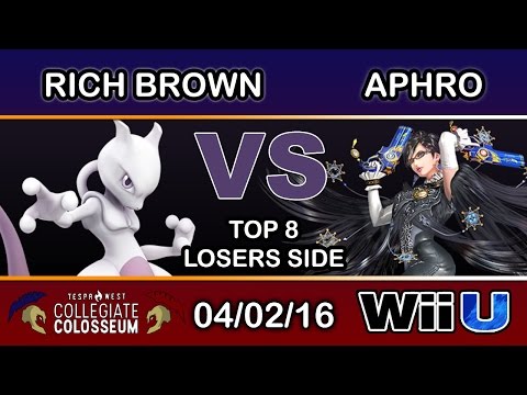 Tespa Collegiate: Rich Brown (Mewtwo) Vs. A2 | Aphro (Bayonetta) Top 8 Losers Side - Smash Wii U