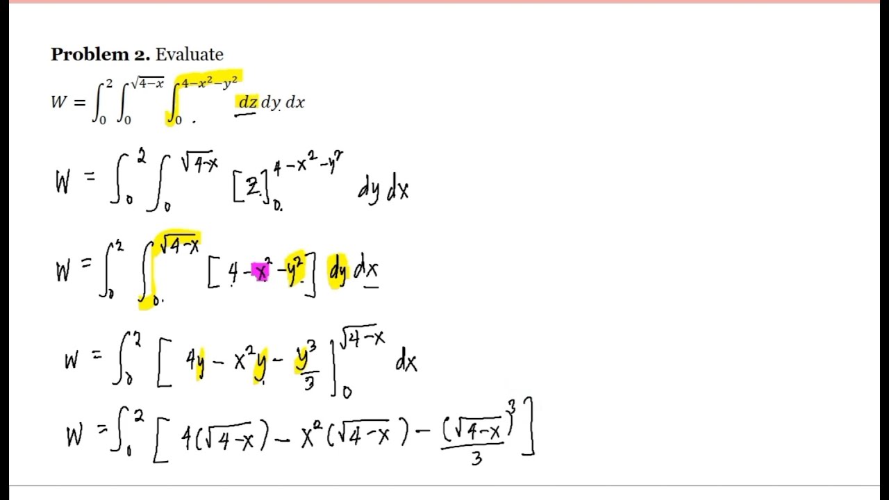 Problem 2. Triple Integrals. Multiple Integrals