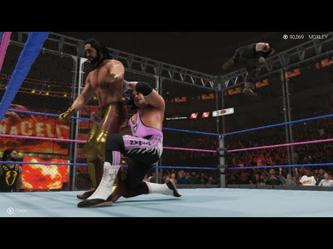 WWE 2K19 WWE Universal 70 tour Bret Hart & Braun vs. Reigns & Seth Tag Team Steel Cage