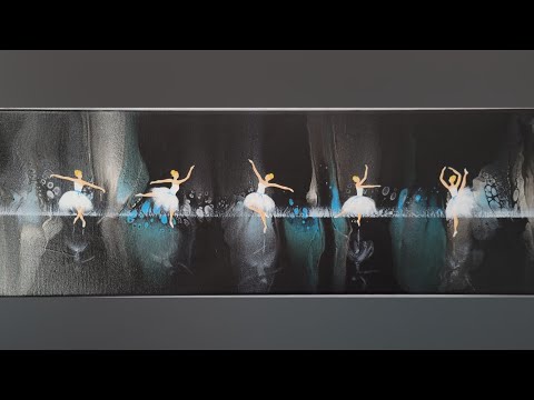 (388) ACRYLIC POURING - Embellishing a Swipe with Ballet Dancers! 5 Easy Steps