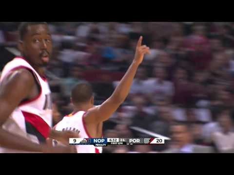 Meyers Leonard Blocks Kendrick Perkins, & C J  McCollum Hits the Three