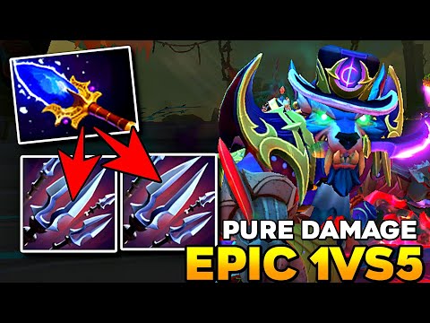 Epic 1vs5 Riki Hard Game Manta + Black King Bar Invisible Assassin Pure Damage - Dota 2