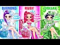 Huntrix Glow Up Prom Dresses Diamond, Ruby & Dollar Styles | DIY Fashion Paper Dolls