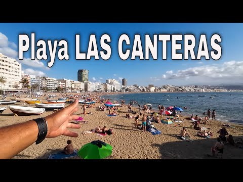 LAS CANTERAS beach. This is THE TROPICAL PARADISE of 🇮🇨GRAN CANARIA. BEACH, RESTAURANTS, WEATHER.