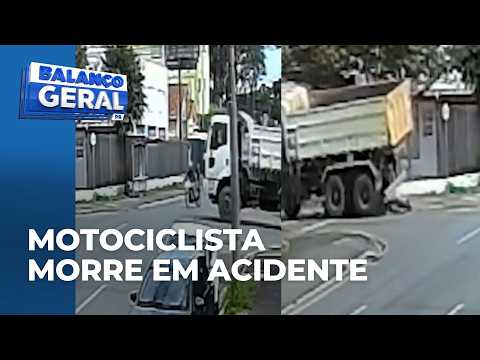 Motociclista morre depois de caminhão furar a preferencial no Rebouças, em Curitiba